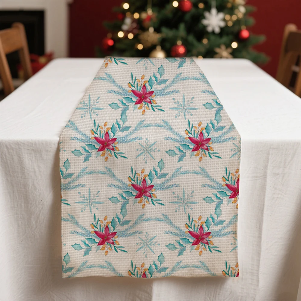 Christmas table runners winter Table decoration and accessories for Festival home decor party flower pattern tablecloth 
Christmas table runners winter Table decoration and accessories for Festival home decor party flower pattern tablecloth