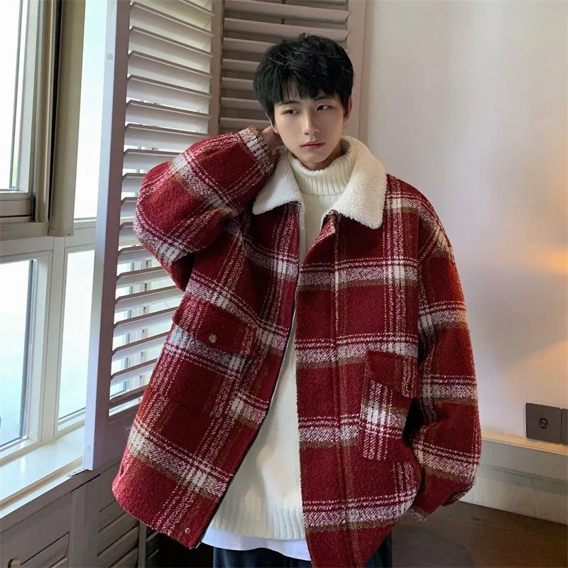Lamb Fur Lined Plaid Jaet Men's Autumn Winter Thiened Loose Cotton Jaet Trendy Brand INS Collar Red Cotton Clothes
Lamb Fur Lined Plaid Jaet Men's Autumn Winter Thiened Loose Cotton Jaet Trendy Brand INS Collar Red Cotton Clothes