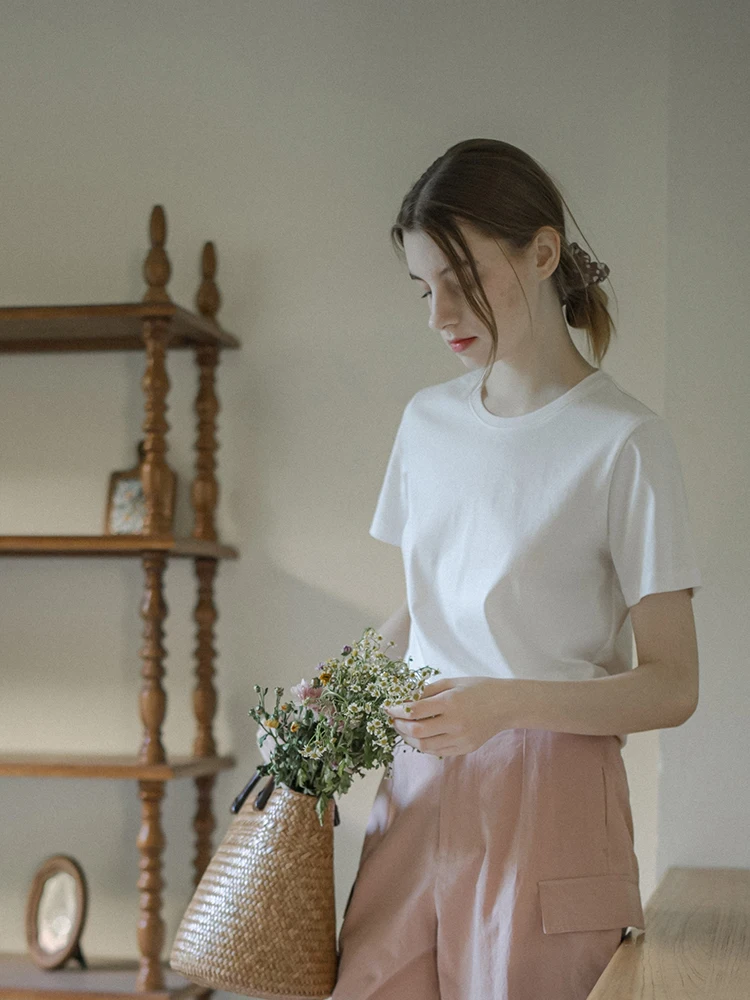 Marchnoon Silk Cotton Modal Double-Sided Basic Short-Sleeve T-Shirt Vintage Whitening Candy Color Versatile Summer Top
Marchnoon Silk Cotton Modal Double-Sided Basic Short-Sleeve T-Shirt Vintage Whitening Candy Color Versatile Summer Top