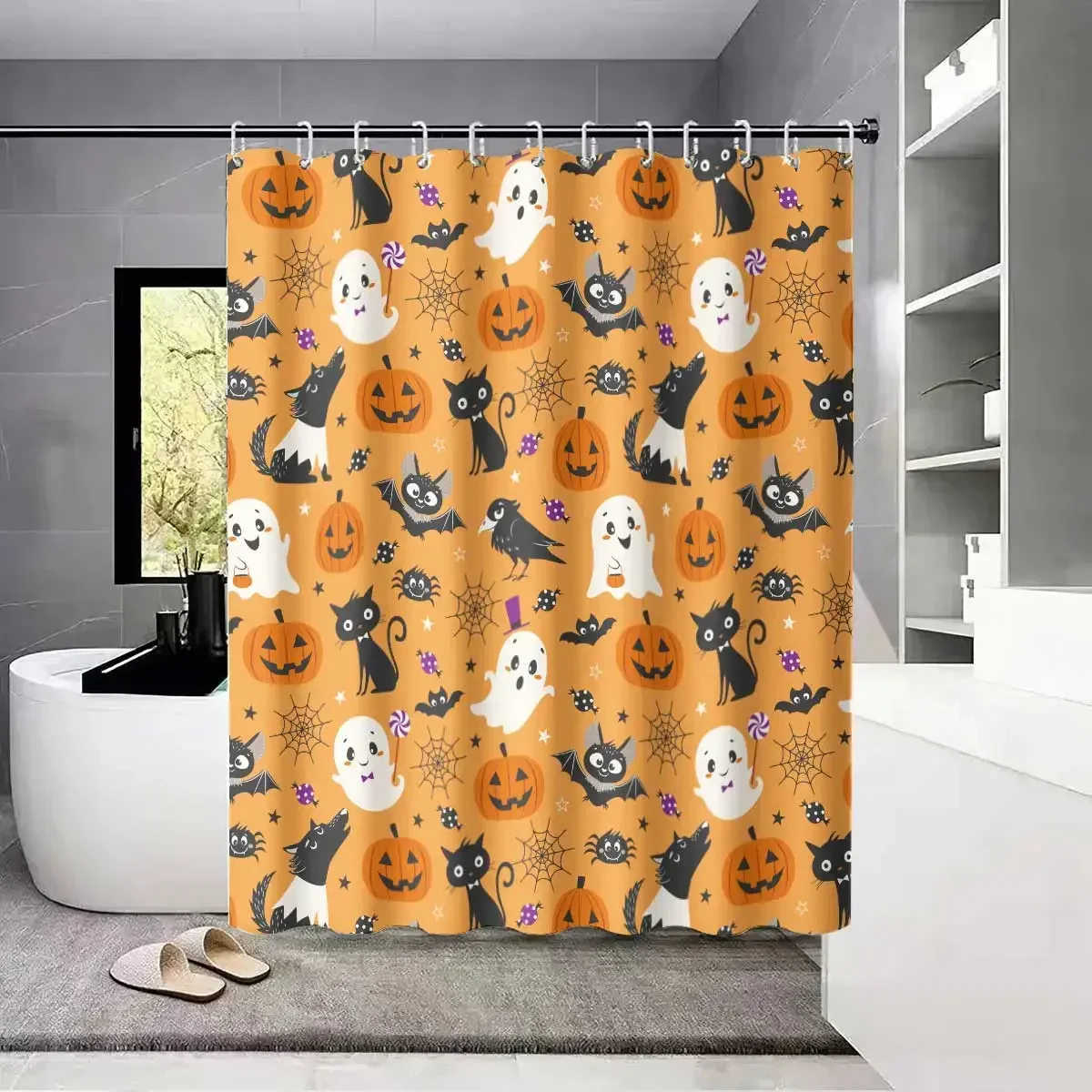 1pc Cartoon Halloween Theme Print Shower Curtain, with 12 Hooks, Machine Washable, for Shower Partition and Privacy Protection
1pc Cartoon Halloween Theme Print Shower Curtain, with 12 Hooks, Machine Washable, for Shower Partition and Privacy Protection