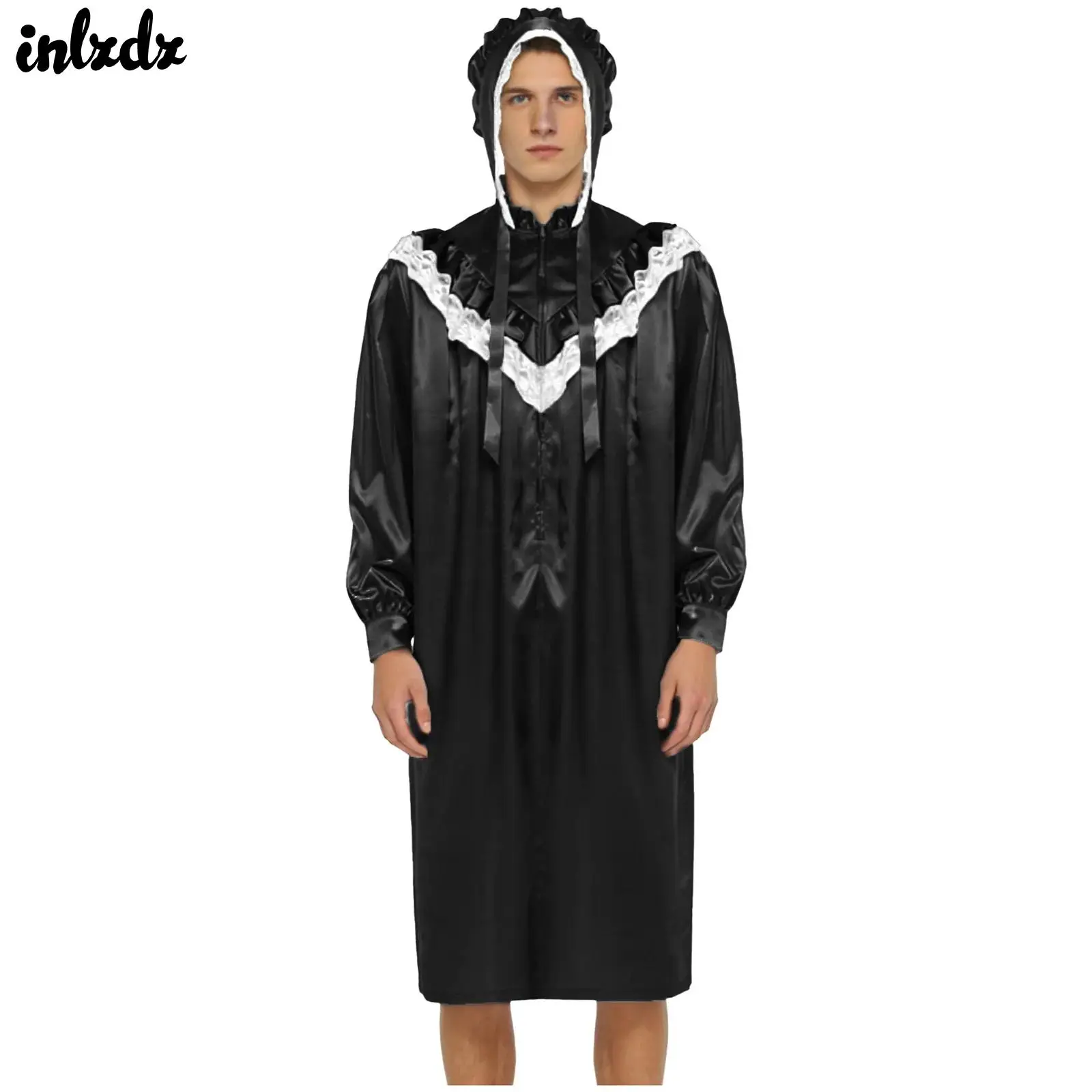 Mens Lace Trim Night Dress Sleep Robe for Pajamas Party Sissy Victorian Nightgown with Hat Set Lace Trim Long Sleeve Nightwear
Mens Lace Trim Night Dress Sleep Robe for Pajamas Party Sissy Victorian Nightgown with Hat Set Lace Trim Long Sleeve Nightwear