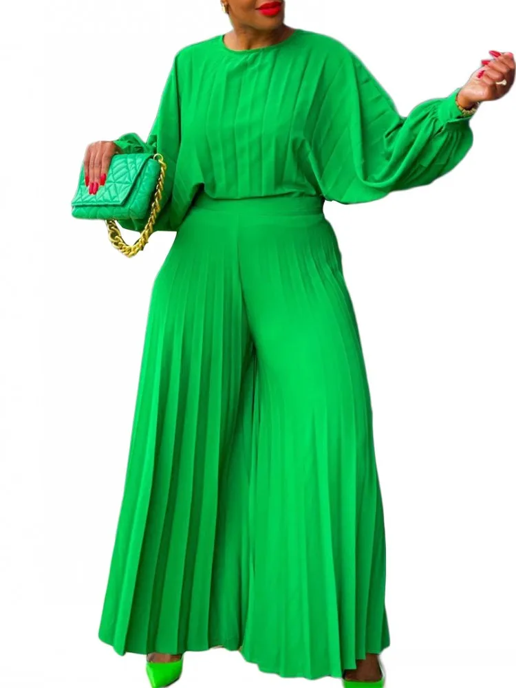 2 Piece Set Elegant Casual Women Outfits Spring Summer Pleated Loose Top + Wide Leg Pants Suit Lady Party Two-piece Matching Set
2 Piece Set Elegant Casual Women Outfits Spring Summer Pleated Loose Top + Wide Leg Pants Suit Lady Party Two-piece Matching Set