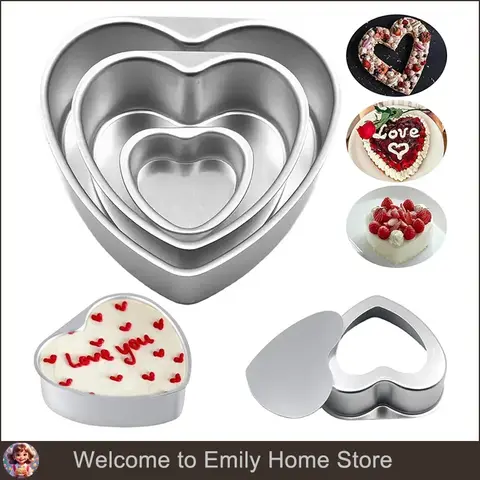 4/6/8/10 Inch Heart Shaped Cake Mold with Removable Bottom Muffin Baking Tools Aluminum Alloy Pan for Birthday Christmas Party