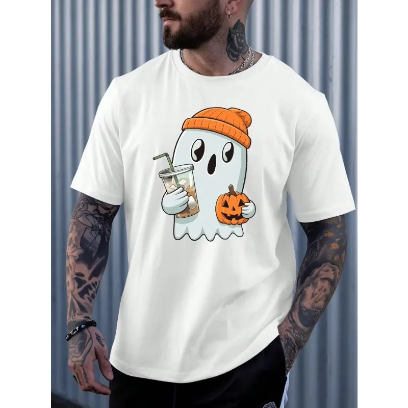 Мужские мужские футболки с рисунком призрака на Хэллоуин, с короткими рукавами, оранжевой шляпой в виде тыквы и дизайном для напитков, повседневный летний топ, мужская одежда
Мужские мужские футболки с рисунком призрака на Хэллоуин, с короткими рукавами, оранжевой шляпой в виде тыквы и дизайном для напитков, повседневный летний топ, мужская одежда