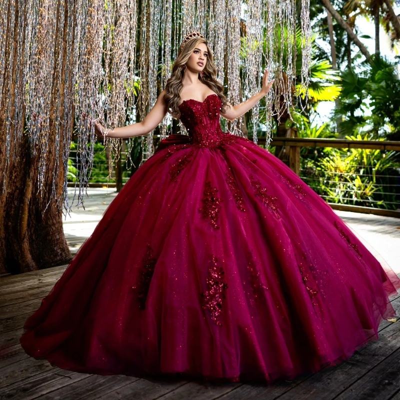 Red Glittering Quinceanera Dresses Off Shoulder Appliqué Lace Beads Bow Tull Vestidos De 15 Anos Formal Birthday Sweet 16 Dress
Red Glittering Quinceanera Dresses Off Shoulder Appliqué Lace Beads Bow Tull Vestidos De 15 Anos Formal Birthday Sweet 16 Dress