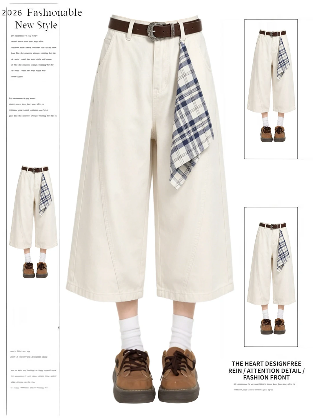 American Decomposition Khaki Scarf Casual Loose Wide Leg Jeans Women's Summer Shorts High Waist Denim Pants with Pockets
American Decomposition Khaki Scarf Casual Loose Wide Leg Jeans Women's Summer Shorts High Waist Denim Pants with Pockets