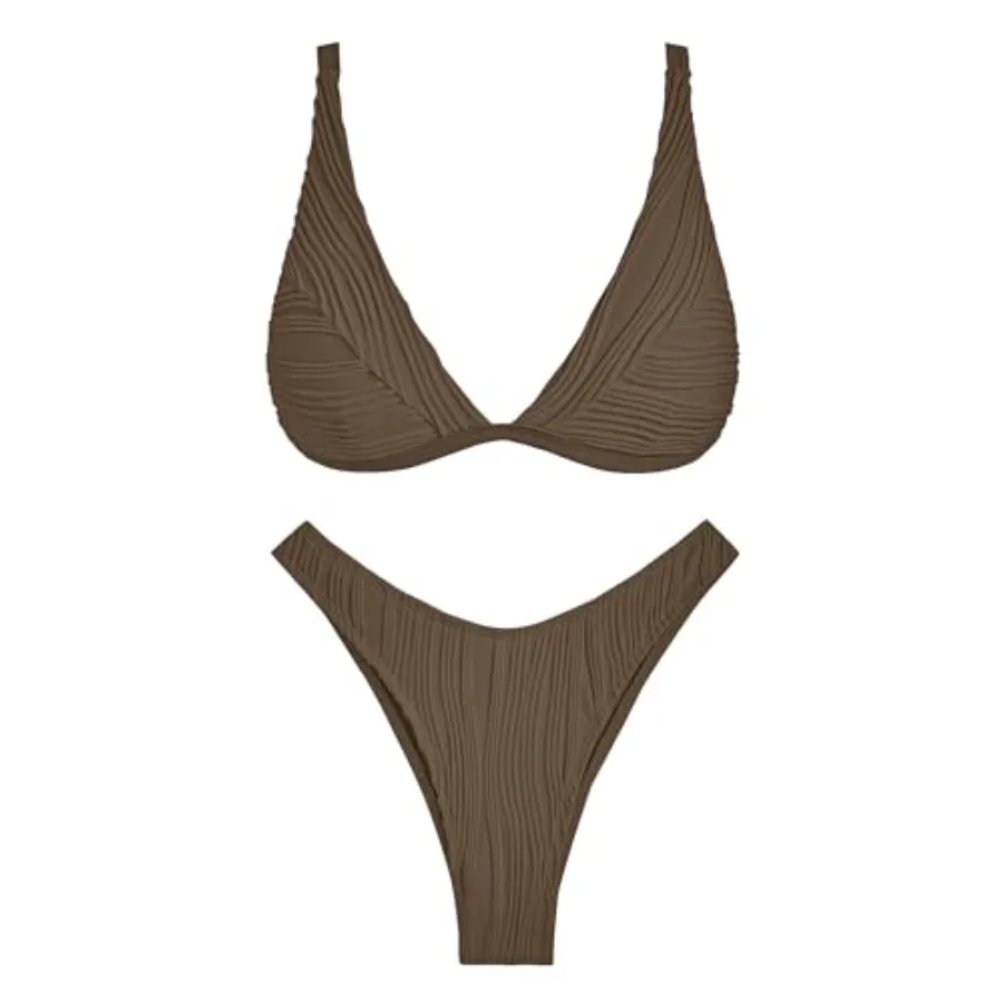 ZAFUL Bikini Sets for Women Triangle Textu Plunging High Cut Cheeky Bikini Swimsuits Two Pcs Bathing Suits
ZAFUL Bikini Sets for Women Triangle Textu Plunging High Cut Cheeky Bikini Swimsuits Two Pcs Bathing Suits