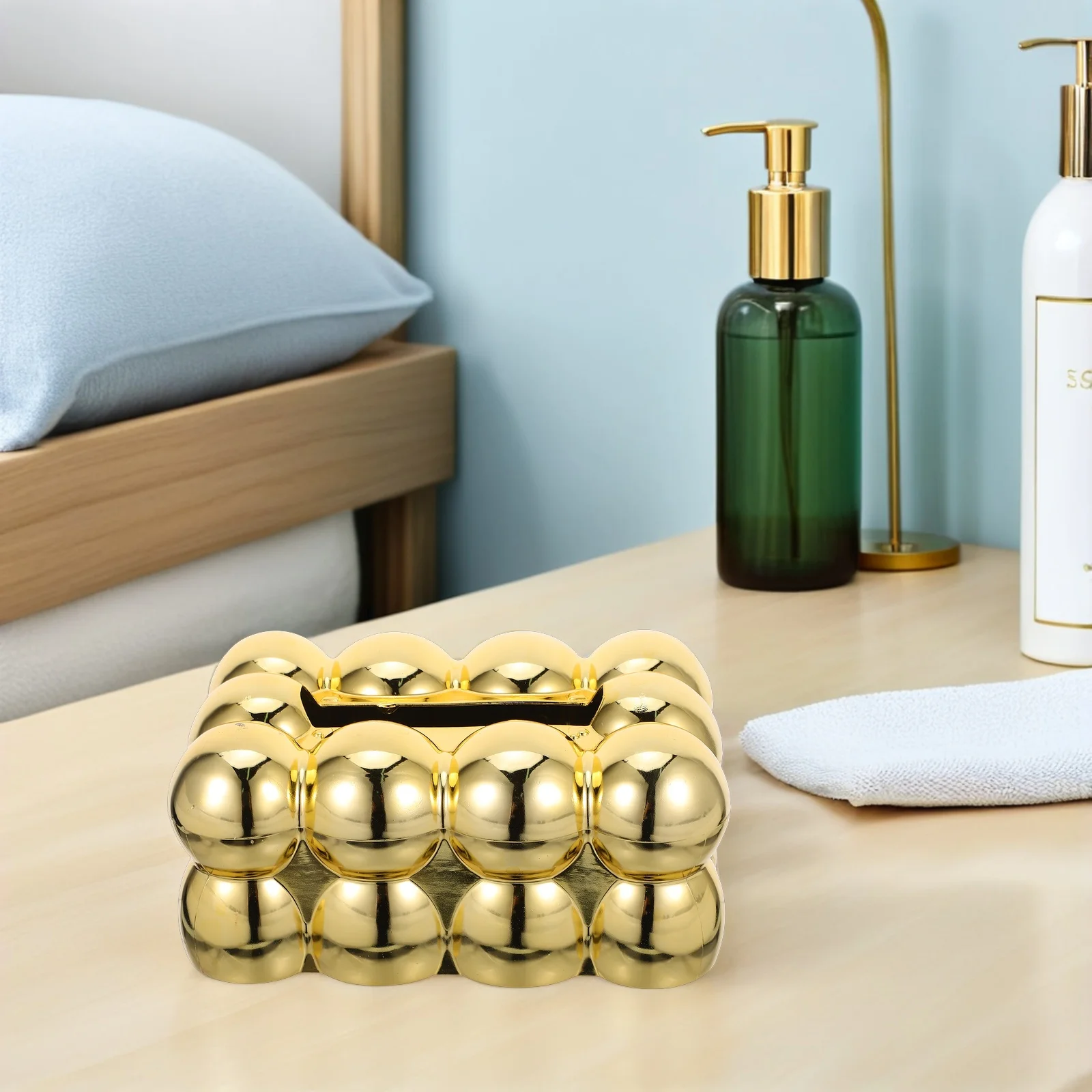 Golden Tissue Box Cover Luxury Rectangular Tissue Holder Living Room Dining Table Napkin Storage Organizer Napkin Extraction Box
Golden Tissue Box Cover Luxury Rectangular Tissue Holder Living Room Dining Table Napkin Storage Organizer Napkin Extraction Box