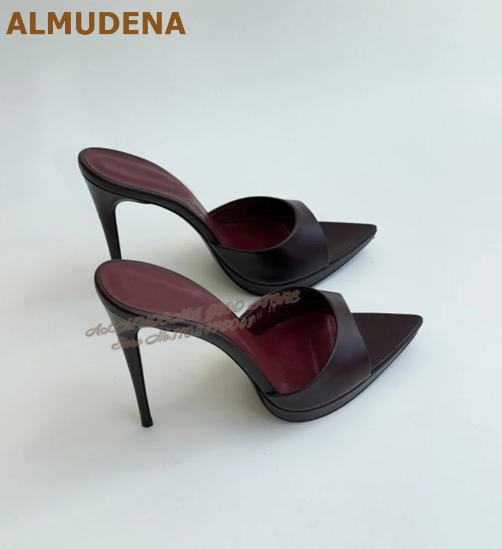 ALMUDENA Burgundy White High Heel Mules Stilettos Pointed Toe Platform Modern Slippers Slip-On Shallow Sandals Dress Shoes
ALMUDENA Burgundy White High Heel Mules Stilettos Pointed Toe Platform Modern Slippers Slip-On Shallow Sandals Dress Shoes