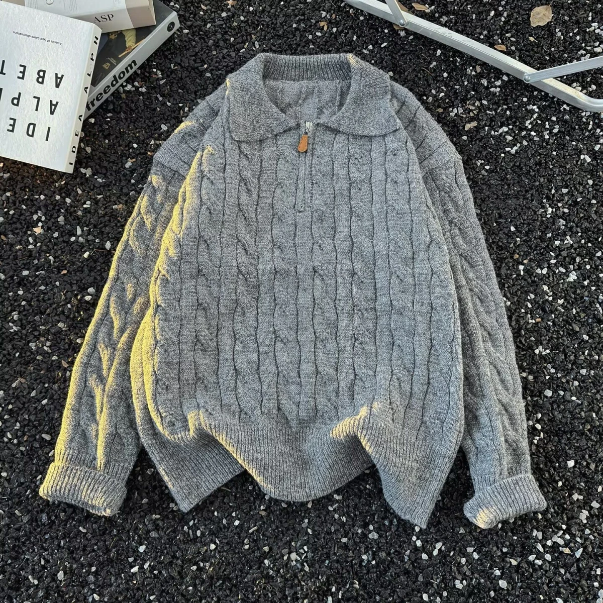 Retro Twisted Half Zip Shirt Autumn Winter Lazy High-End Feel Collar Sweater Men Loose Couple Knitted Sweater Polyester ...
Retro Twisted Half Zip Shirt Autumn Winter Lazy High-End Feel Collar Sweater Men Loose Couple Knitted Sweater Polyester ...