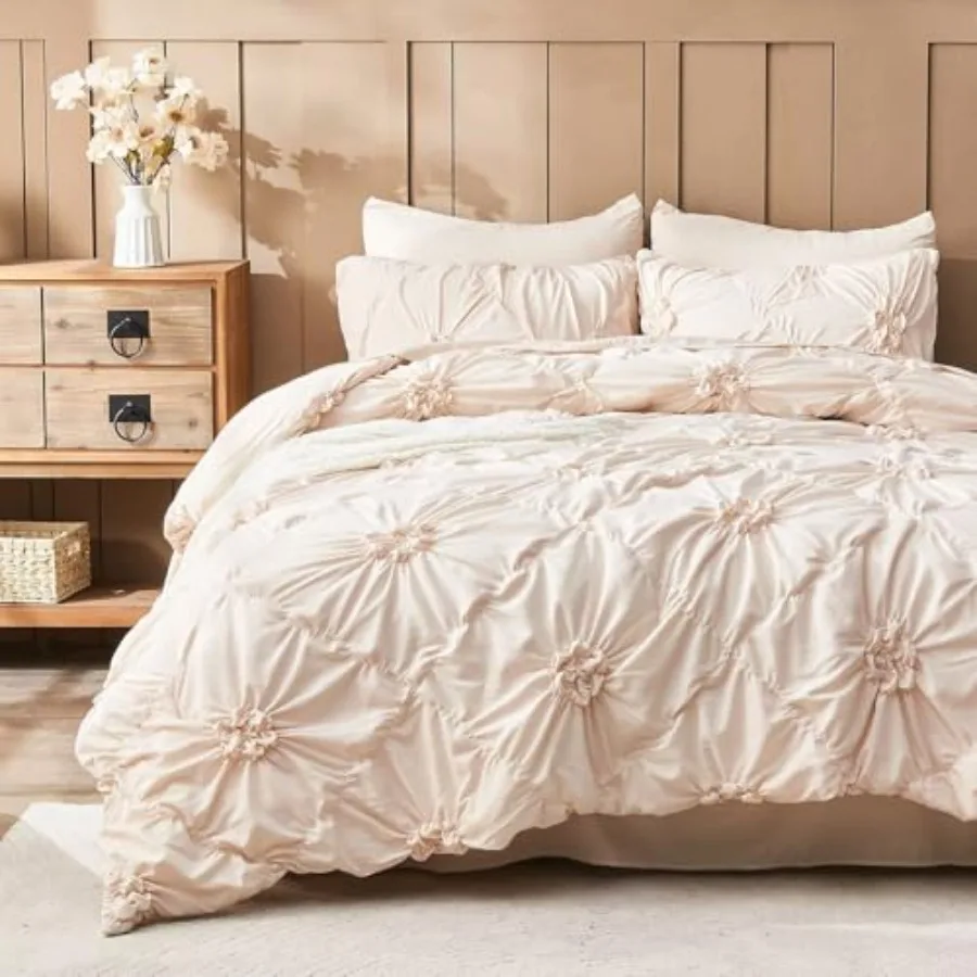 Comforter Set Bed in A Bag 7 Pcs Pinch Pleat Bedding Set, Pintuck Ruched Flowers Bed Set with Comforter, Sheets, Pillowcases an
Comforter Set Bed in A Bag 7 Pcs Pinch Pleat Bedding Set, Pintuck Ruched Flowers Bed Set with Comforter, Sheets, Pillowcases an