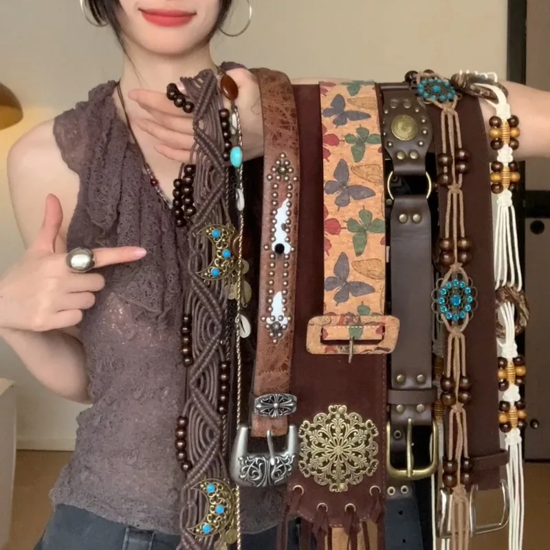 Коричневый американский западный стиль Wasteland Maillard, широкий пояс, женский новый стиль, заклепки, аксессуары для джинсов, поясной чехол
Коричневый американский западный стиль Wasteland Maillard, широкий пояс, женский новый стиль, заклепки, аксессуары для джинсов, поясной чехол