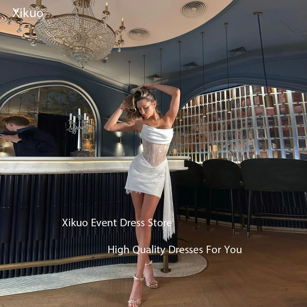 Xikuo Asymmetric Hem Mini Wedding Dresses White Illusion Ruched Bridal Gowns Appliques Chic Lace Vestidos De Novia Customized
Xikuo Asymmetric Hem Mini Wedding Dresses White Illusion Ruched Bridal Gowns Appliques Chic Lace Vestidos De Novia Customized