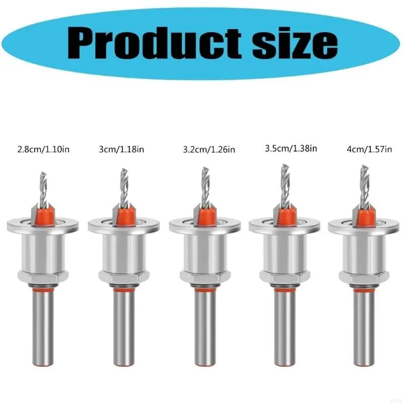 P82E 5Pcs Adjustable Depth Countersink Drill Bit Limit Taper Hole for Woodworking Compatibles with Electric and Hand Drills
P82E 5Pcs Adjustable Depth Countersink Drill Bit Limit Taper Hole for Woodworking Compatibles with Electric and Hand Drills
