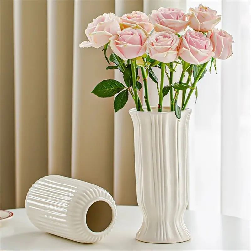HYS white ceramic vase large mouth dried flower vase water raising flowers living room flower arrangement tabletop ornament
HYS white ceramic vase large mouth dried flower vase water raising flowers living room flower arrangement tabletop ornament