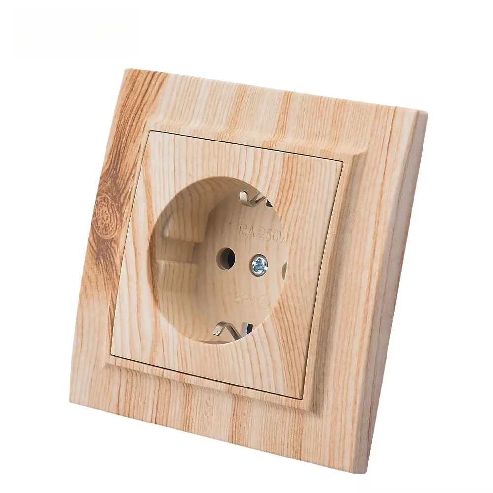 Настенная встраиваемая розетка для древесины, коричневая розетка, электрическая розетка европейского стандарта с заземляющей огнестойкой пластиковой розеткой 
Настенная встраиваемая розетка для древесины, коричневая розетка, электрическая розетка европейского стандарта с заземляющей огнестойкой пластиковой розеткой