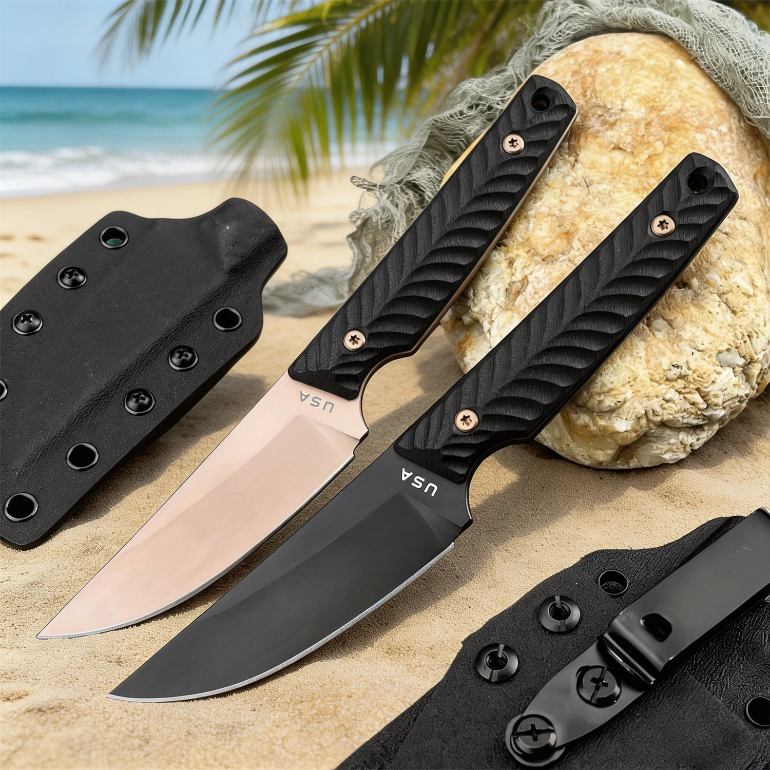 All Black Outdoor Fixed Blade Knife with Sheath, Full Tang 8Cr13Mov Steel G10 Handle Utility Camping Fishing EDC Tools for Men
All Black Outdoor Fixed Blade Knife with Sheath, Full Tang 8Cr13Mov Steel G10 Handle Utility Camping Fishing EDC Tools for Men