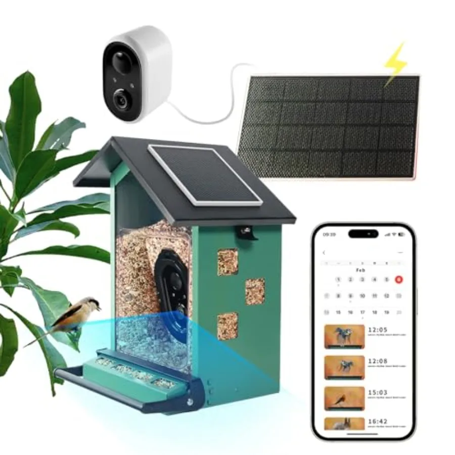 Squirrel-Proof Bird Feeder with Camera for Outdoor Use Metal Construction Black Finish Tamper-Resistant Design
Squirrel-Proof Bird Feeder with Camera for Outdoor Use Metal Construction Black Finish Tamper-Resistant Design