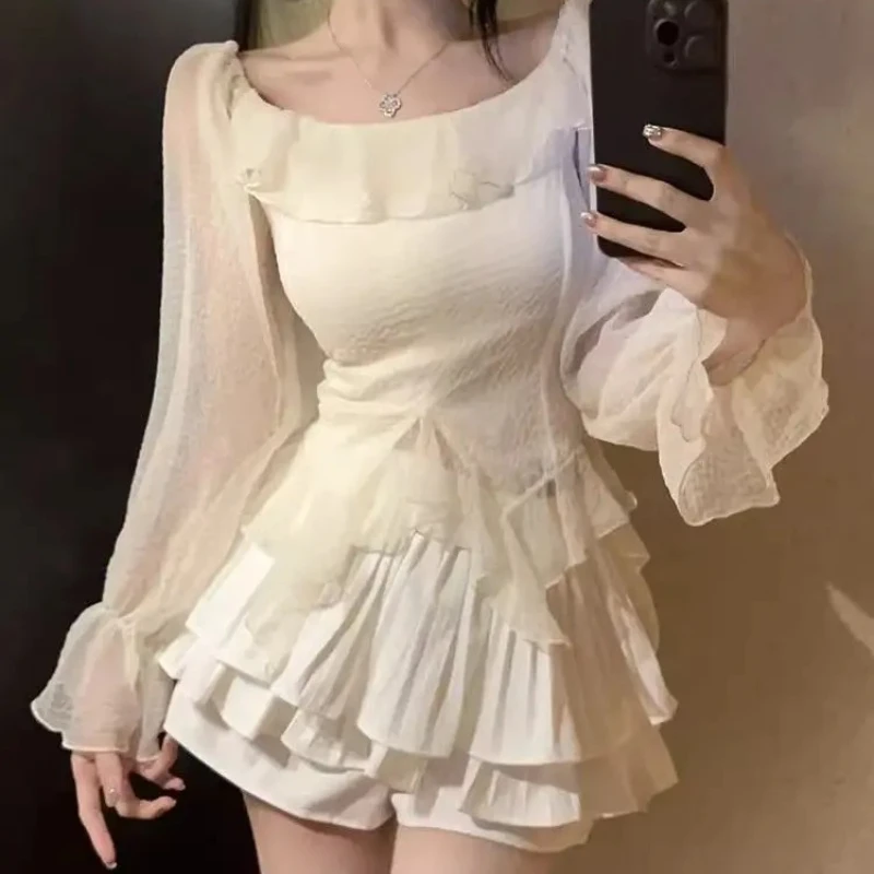One-shoulder for Women Slim Fit and Beautiful Top New Cute Ruffled Bell-sleeved Shirt 2025 High-end Short Shirt efdf2
One-shoulder for Women Slim Fit and Beautiful Top New Cute Ruffled Bell-sleeved Shirt 2025 High-end Short Shirt efdf2
