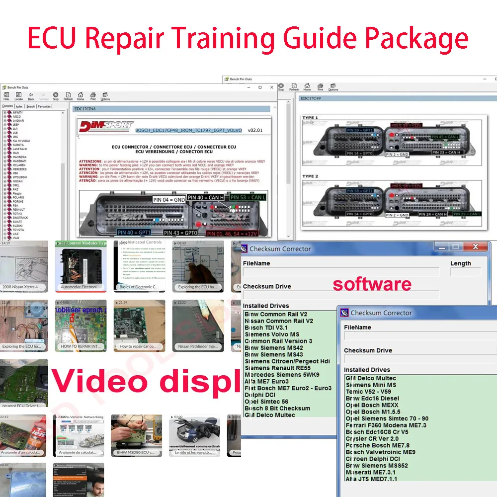 ECU Repair Training Guide Package ECU Basic Electronics Components EPROM TEST Progranm EDC Datasheets Wiring PDF Software
ECU Repair Training Guide Package ECU Basic Electronics Components EPROM TEST Progranm EDC Datasheets Wiring PDF Software