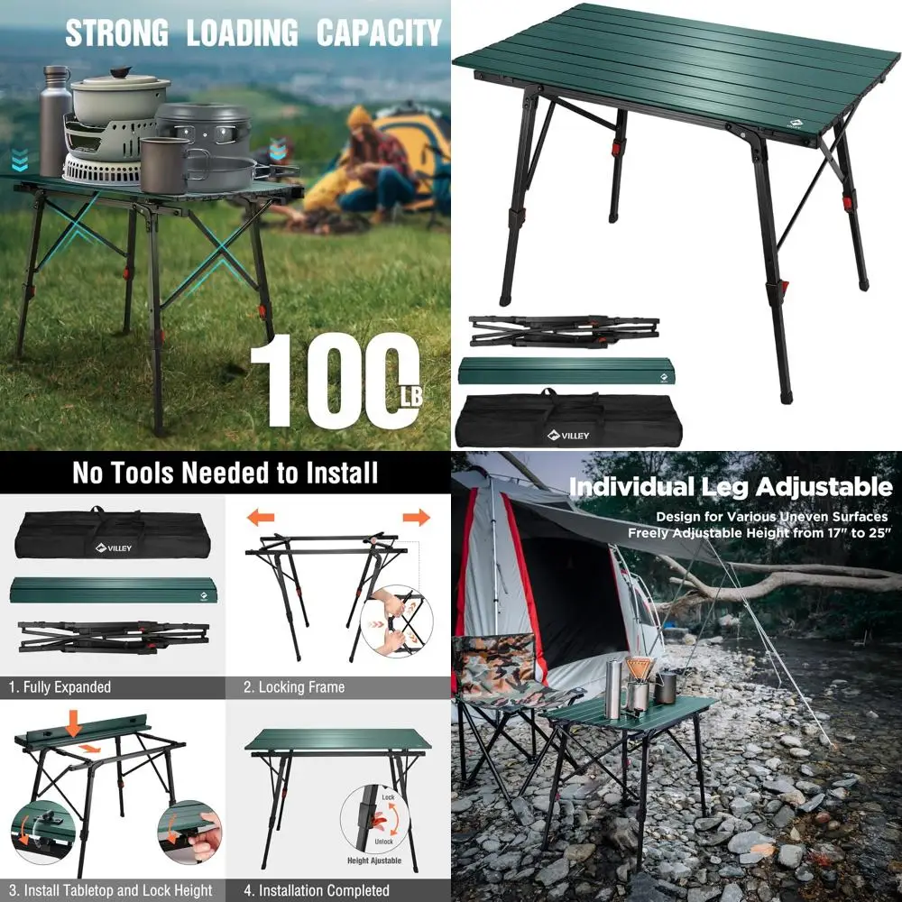 Adjustable-Leg Portable Camping Table - Lightweight Folding Beach Table with Carry Bag for Outdoor, Picnic, BBQ, and Parties
Adjustable-Leg Portable Camping Table - Lightweight Folding Beach Table with Carry Bag for Outdoor, Picnic, BBQ, and Parties