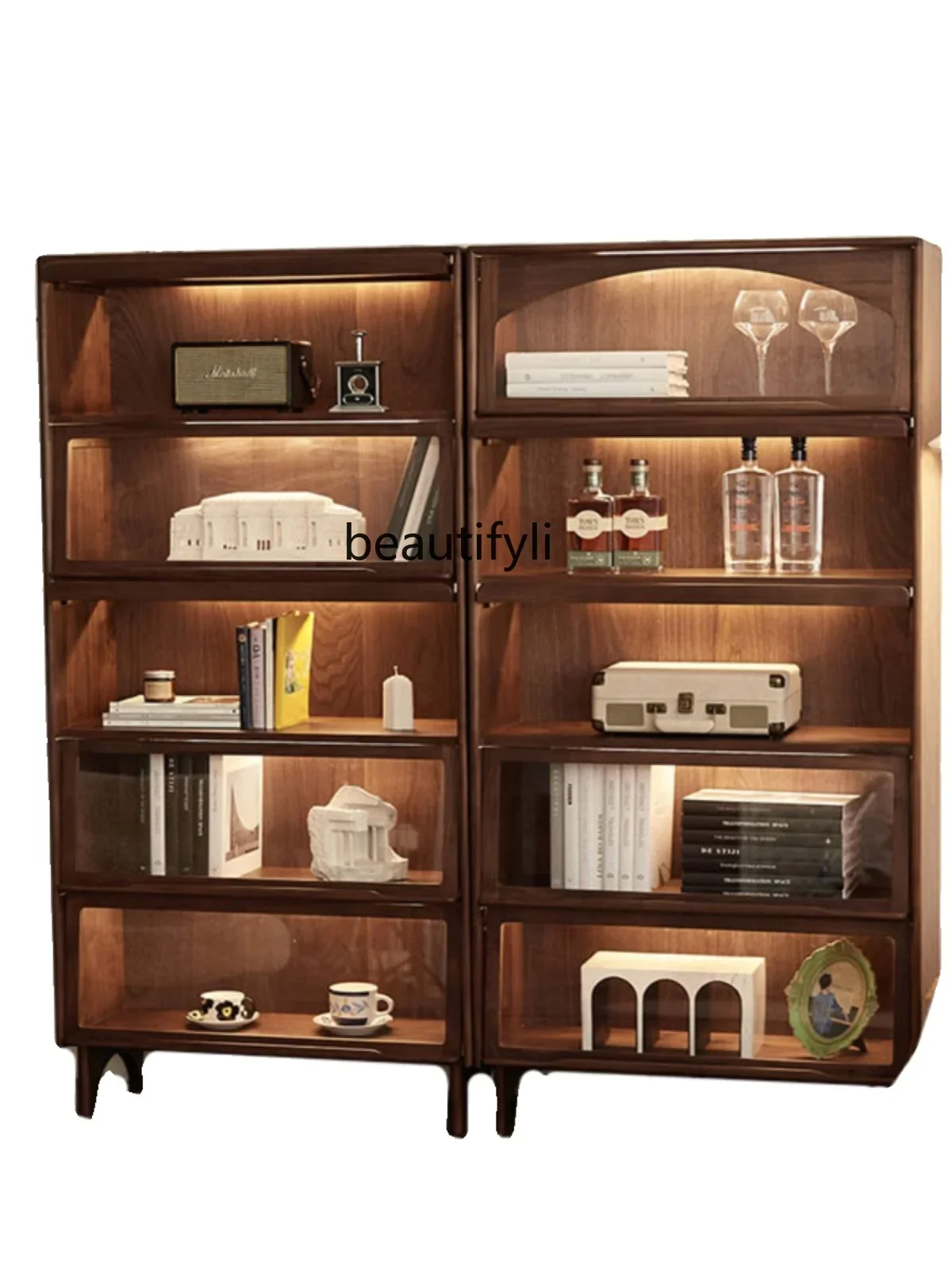 Retro Black Walnut Solid Wood Bookcase Living Room Glass Display Storage Cabinet
Retro Black Walnut Solid Wood Bookcase Living Room Glass Display Storage Cabinet