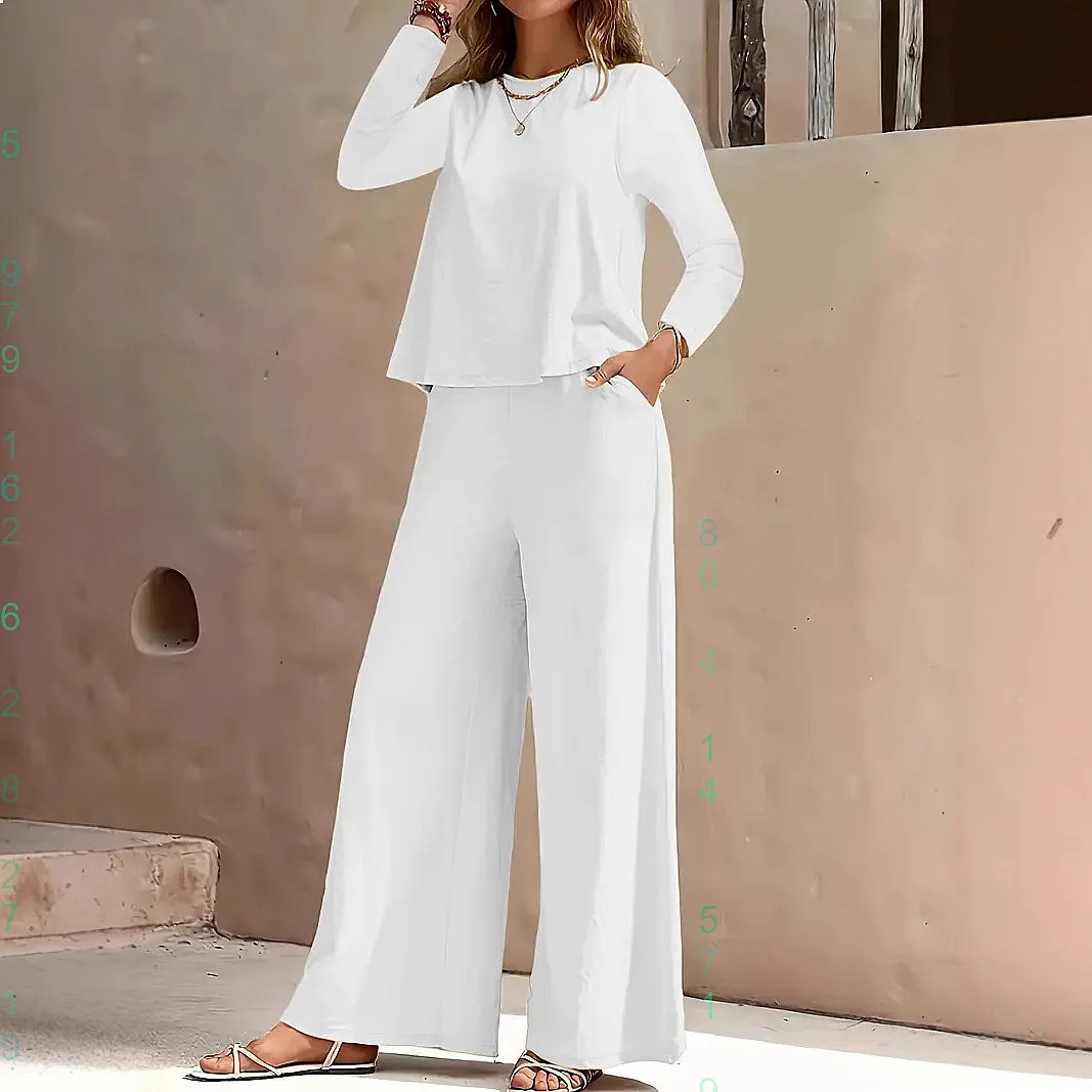 Pure Color Two Piece Sets Long Sleeve Loose Wide Leg Pants Matching Set Spring Summer Jumpsuit Playsuit
Pure Color Two Piece Sets Long Sleeve Loose Wide Leg Pants Matching Set Spring Summer Jumpsuit Playsuit