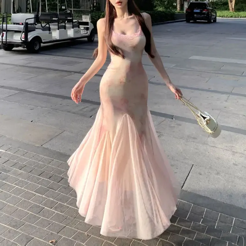 Women Strap Watercolor Floral Mermaid Long Dress Lace Trim V Neck Summer New Bodycon Tulle Hem Elegant Vacation Party Maxi Dress
Women Strap Watercolor Floral Mermaid Long Dress Lace Trim V Neck Summer New Bodycon Tulle Hem Elegant Vacation Party Maxi Dress