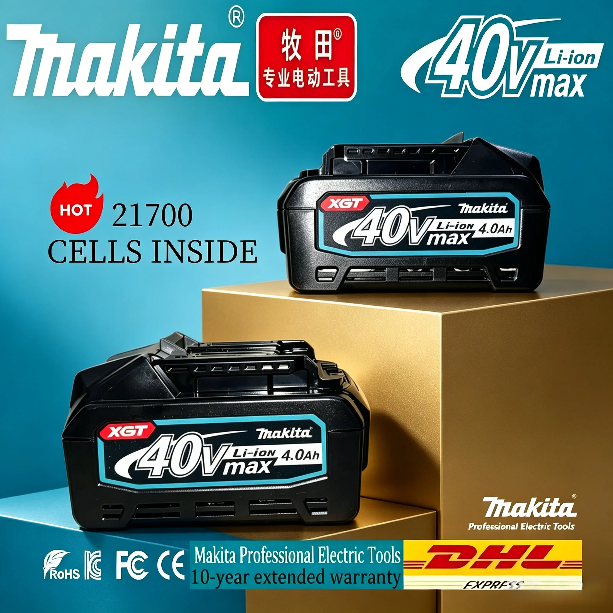 Makita 40V Max XGT Battery 4.0Ah BL4050F Compatible with HR001G TW001G TD001G - Original Cordless Tools Power Source
Makita 40V Max XGT Battery 4.0Ah BL4050F Compatible with HR001G TW001G TD001G - Original Cordless Tools Power Source