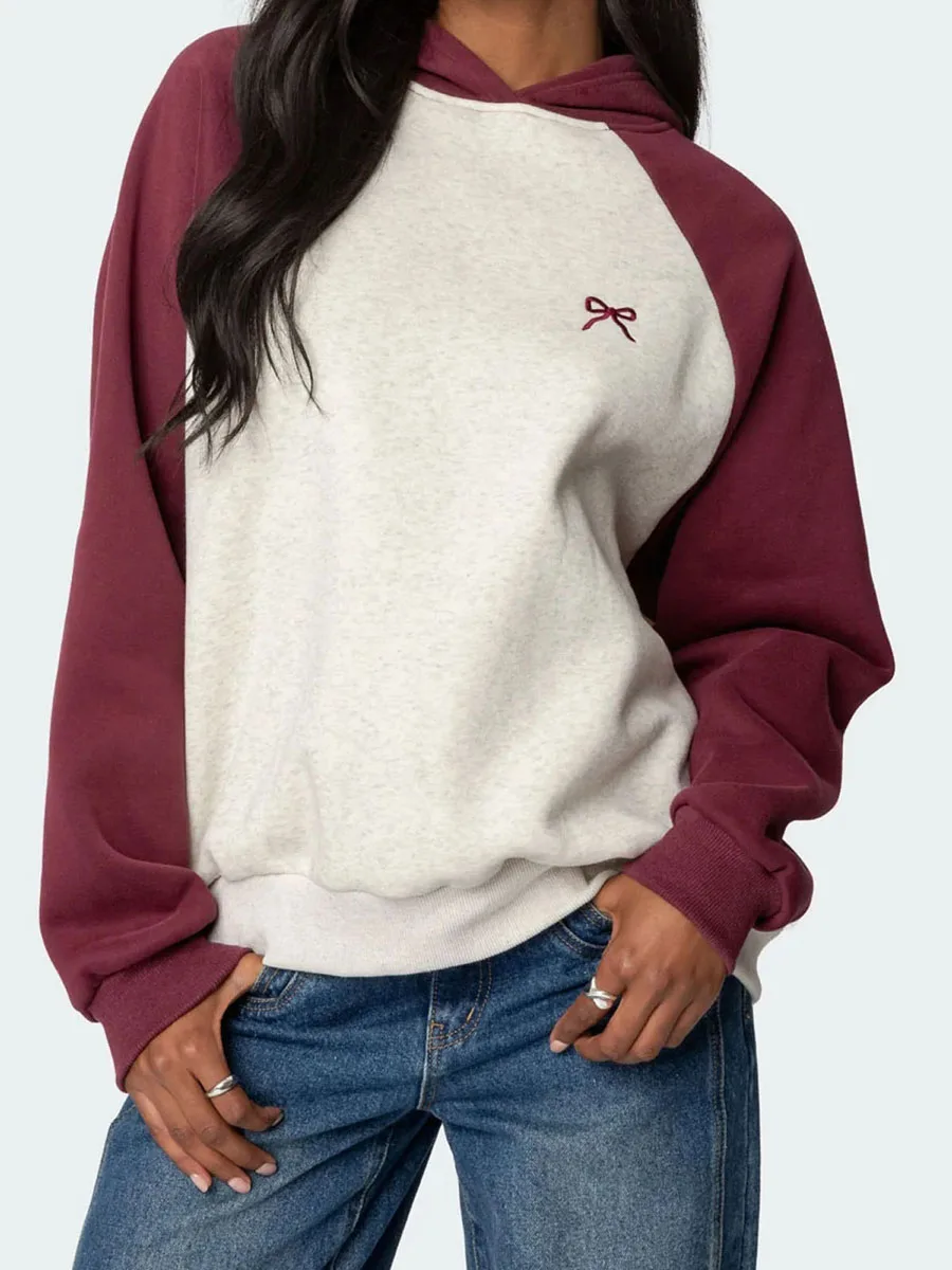 Women's Bow Hoodie Long Sleeve Contrast Color Raglan Spring Fall Casual Pullover Hooded Sweatshirt
Women's Bow Hoodie Long Sleeve Contrast Color Raglan Spring Fall Casual Pullover Hooded Sweatshirt