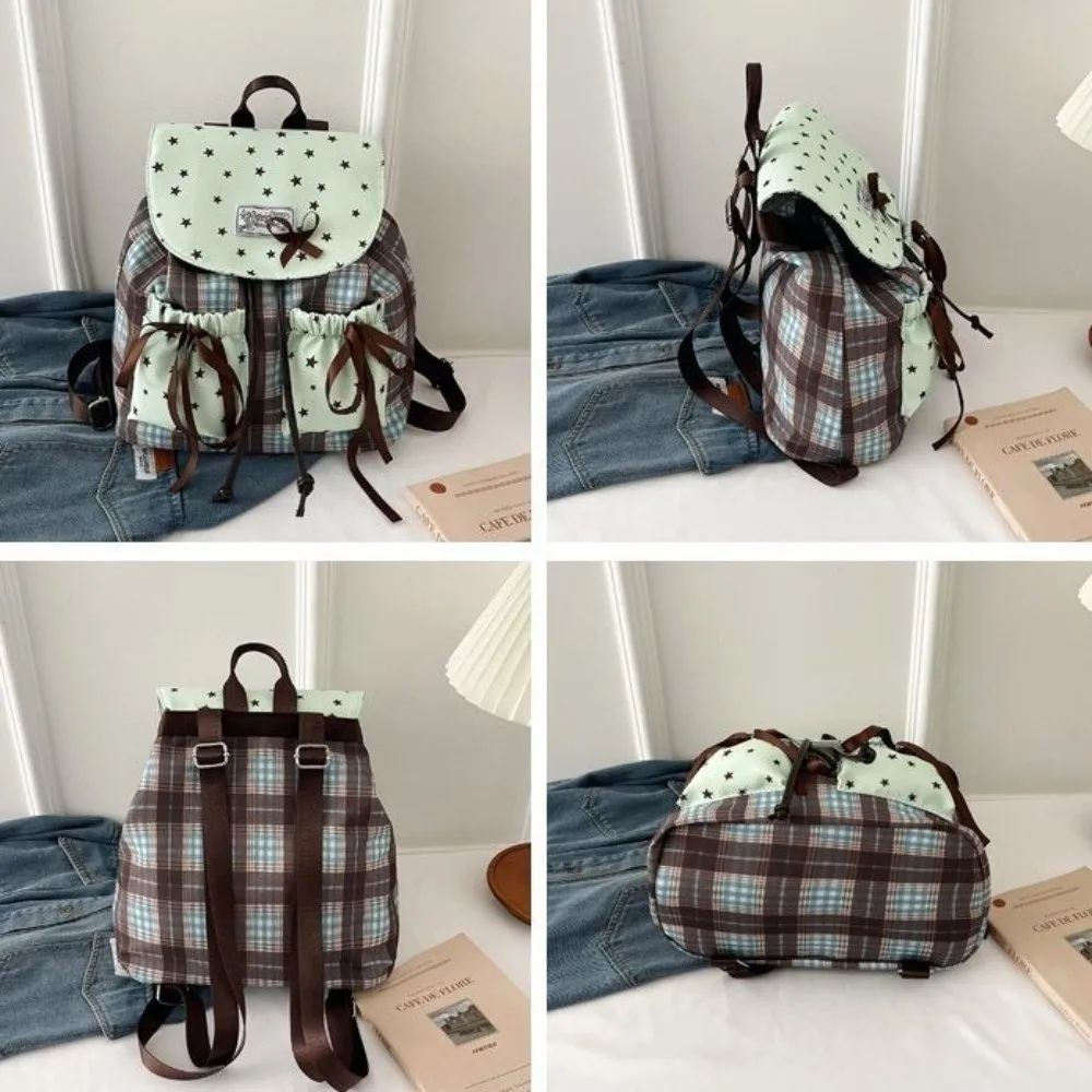 Sweet Bow Double Shoulder Bag Star Print Contrast Color Student Schoolbags Vintage Grid Pattern Mint Green Small Backpack School
Sweet Bow Double Shoulder Bag Star Print Contrast Color Student Schoolbags Vintage Grid Pattern Mint Green Small Backpack School