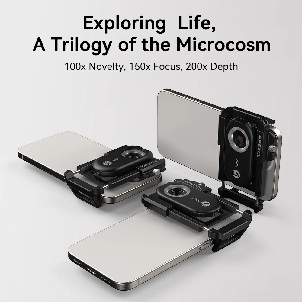 APEXEL 200X/150X/100X 3-in-1 Microscope for Smartphone, Professional USB Magnifier Lens Compatible with iPhone & Other Phones
APEXEL 200X/150X/100X 3-in-1 Microscope for Smartphone, Professional USB Magnifier Lens Compatible with iPhone & Other Phones