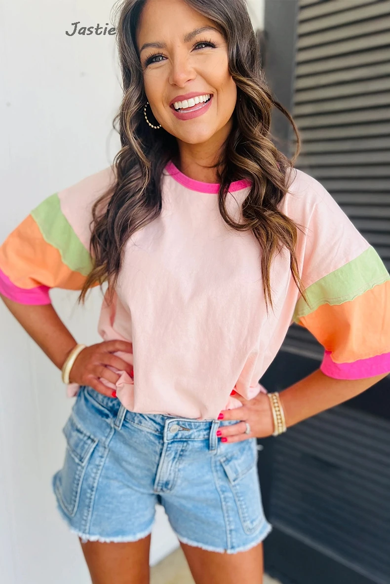 2024 Spring and Summer New Pullover O-Neck Half Sleeve Tops Women European and American Casual Style Loose T-shirts Women Tees
2024 Spring and Summer New Pullover O-Neck Half Sleeve Tops Women European and American Casual Style Loose T-shirts Women Tees