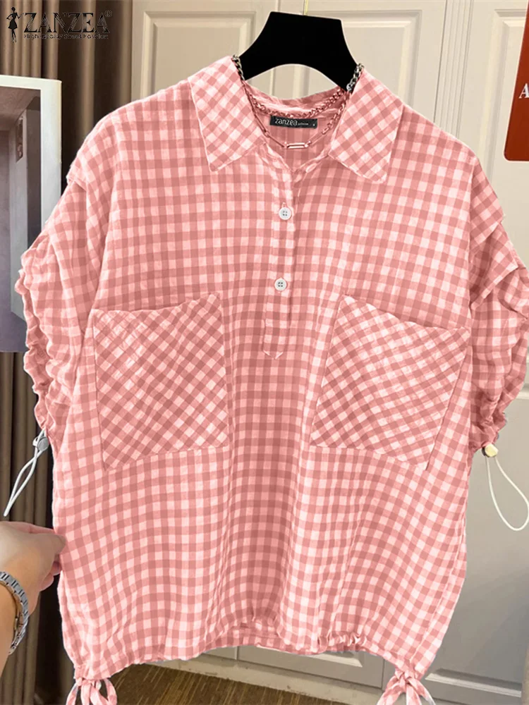 ZANZEA Korean 2025 Summer Pockets Tunics Women Plaid Printed Shirts Fashion Short Sleeve Tops Casual Loose Shirt Collar Tunics
ZANZEA Korean 2025 Summer Pockets Tunics Women Plaid Printed Shirts Fashion Short Sleeve Tops Casual Loose Shirt Collar Tunics