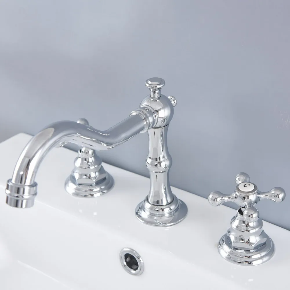 Basin Faucet Brass Chrome Widespread Bathroom Sink Faucet 3 Hole Double Handle Hot & Cold Wash Faucet Water Tap tnf973
Basin Faucet Brass Chrome Widespread Bathroom Sink Faucet 3 Hole Double Handle Hot & Cold Wash Faucet Water Tap tnf973