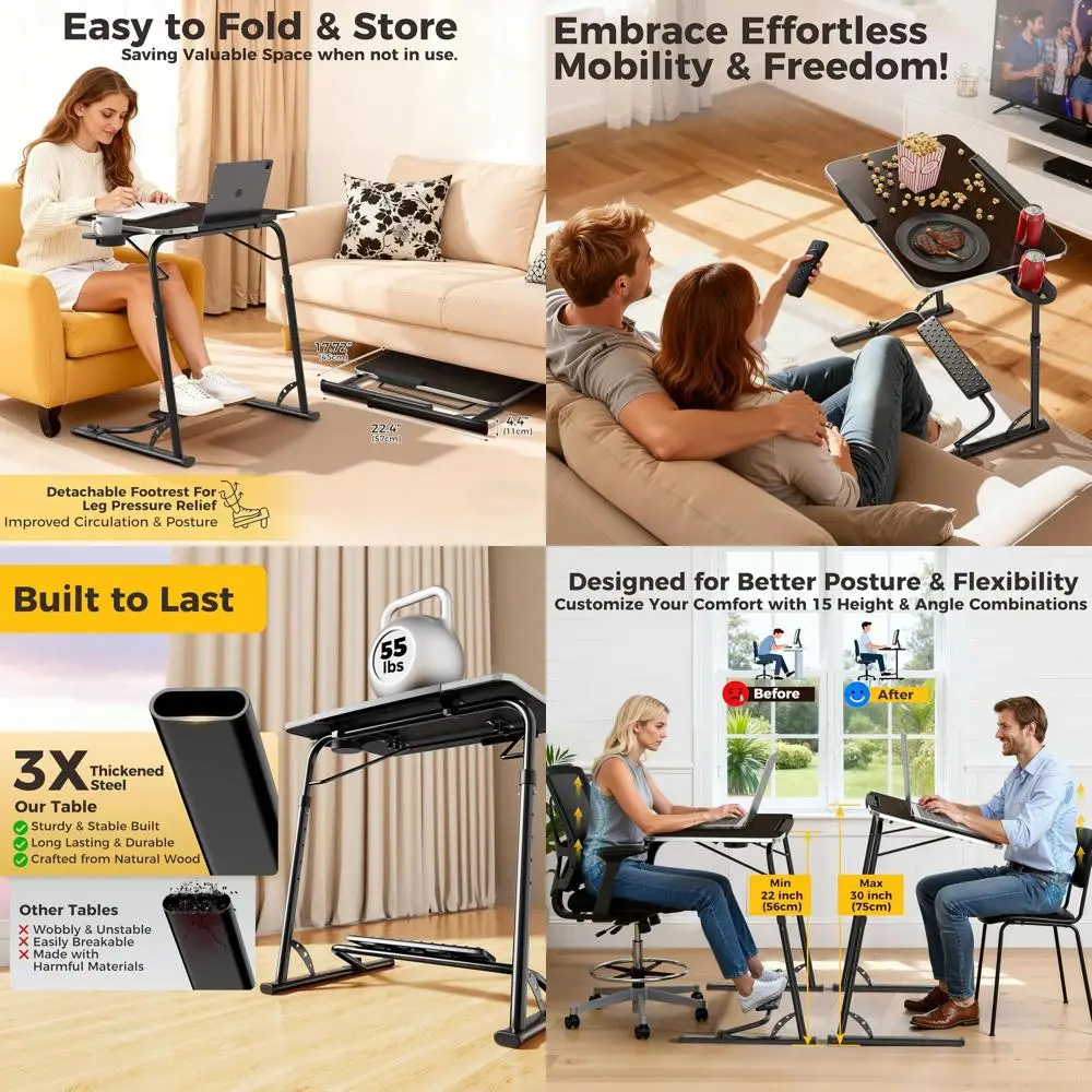 Усиленный сверхбольшой прочный столик для ноутбука с регулируемой высотой и углом наклона, идеально подходит для использования на диване, включает подставку для ног и держатель для чашки.
Усиленный сверхбольшой прочный столик для ноутбука с регулируемой высотой и углом наклона, идеально подходит для использования на диване, включает подставку для ног и держатель для чашки.