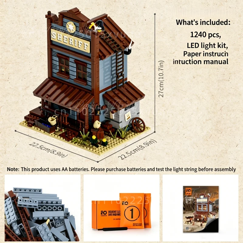 Western Series Building Blocks Sheriff's Office Assembling LED Light Western Street View Model Toys Desktop Decor Holiday Gifts
Western Series Building Blocks Sheriff's Office Assembling LED Light Western Street View Model Toys Desktop Decor Holiday Gifts