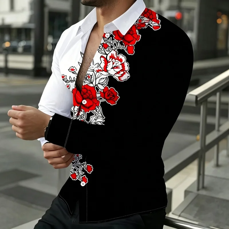 Men's shirt patchwork red rose print long sleeved shirt slimming business casual shirt street style trendy men's clothing XS-6XL
Men's shirt patchwork red rose print long sleeved shirt slimming business casual shirt street style trendy men's clothing XS-6XL