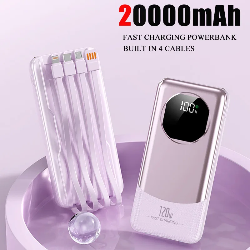 Портативное зарядное устройство Power Bank емкостью 20000 мАч, внешний аккумулятор с кабелями, светодиодная подсветка для iPhone 16 15 Xiaomi Powerbank
Портативное зарядное устройство Power Bank емкостью 20000 мАч, внешний аккумулятор с кабелями, светодиодная подсветка для iPhone 16 15 Xiaomi Powerbank