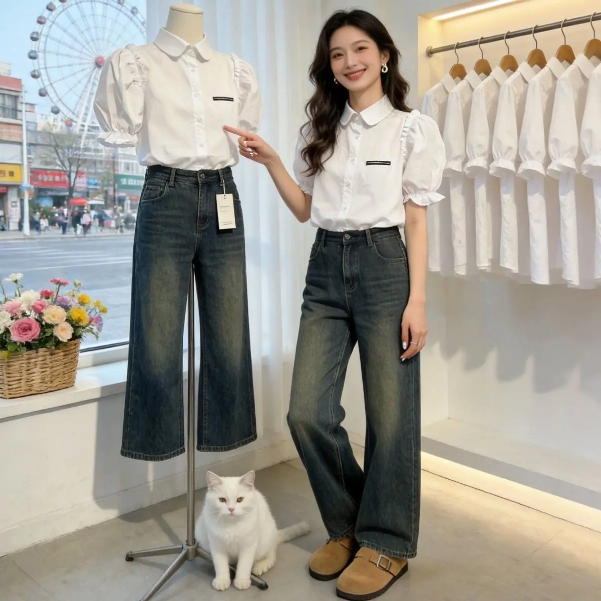 Summer New Style Thin Short Sleeve Bubble Sleeve Shirt Women's Casual Slimming Outerwear Leisure Layered Top Korean Version
Summer New Style Thin Short Sleeve Bubble Sleeve Shirt Women's Casual Slimming Outerwear Leisure Layered Top Korean Version