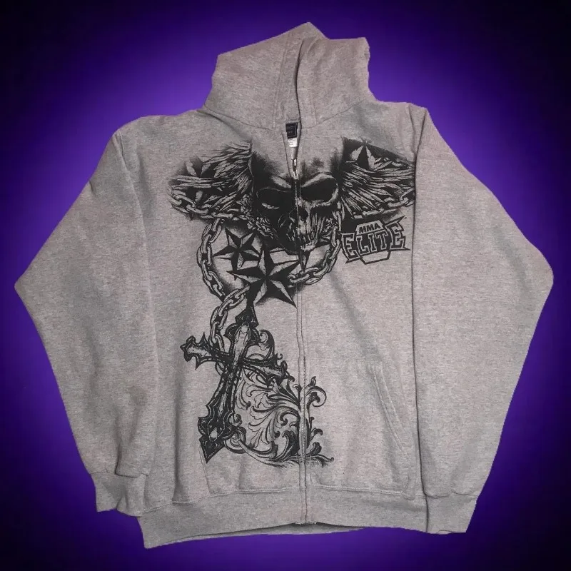 American Retro Skull Print Hoodie for Women Autumn Y2k Street Dark Punk Loose Hoodie Zipper Jacket Female Clothing
American Retro Skull Print Hoodie for Women Autumn Y2k Street Dark Punk Loose Hoodie Zipper Jacket Female Clothing