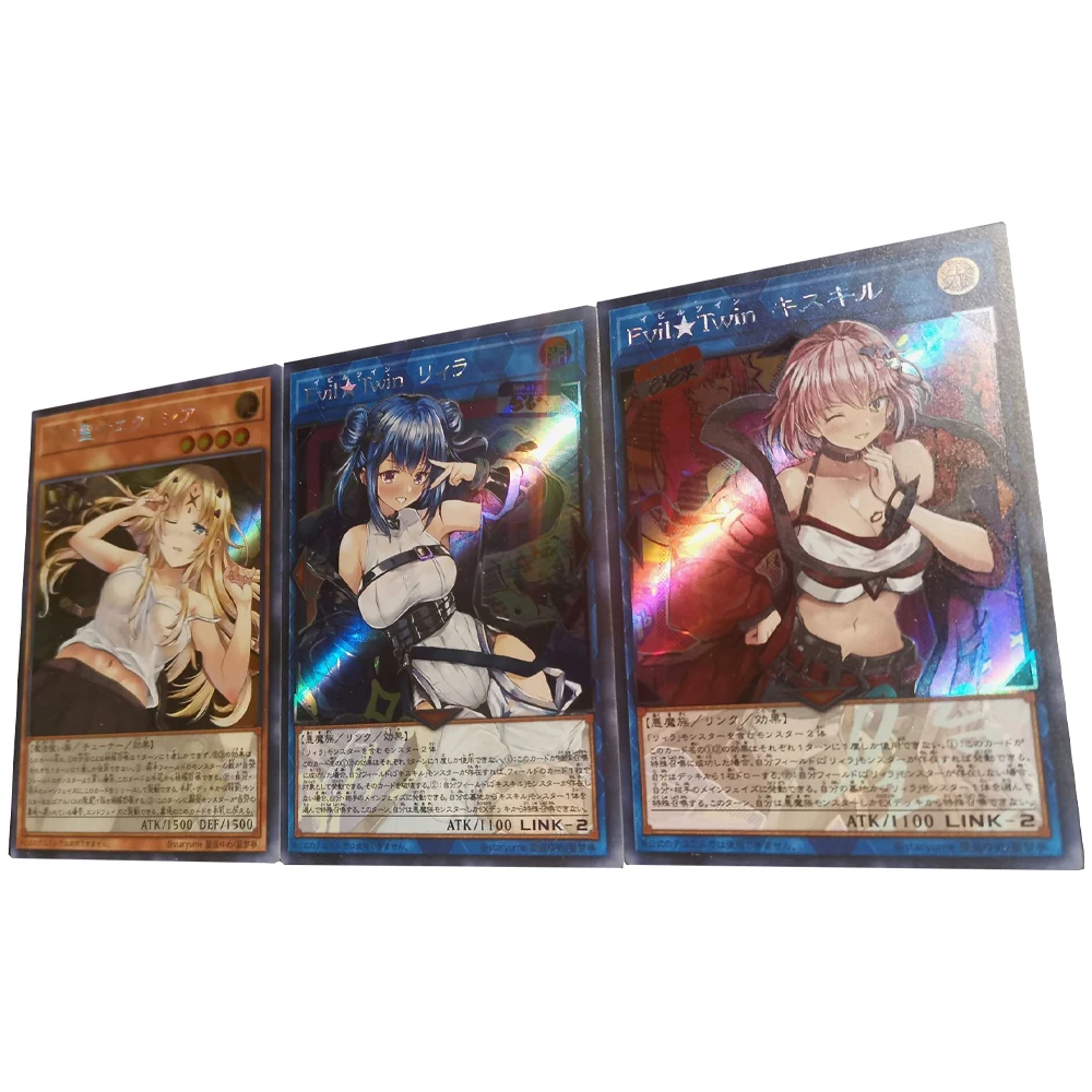 3Pcs/set 59X86Mm Self Made Yu-Gi-Oh! Evil Twin Kawaii Collection Card Color Flash Craftsmanship Game Anime Peripherals Gift Toys
3Pcs/set 59X86Mm Self Made Yu-Gi-Oh! Evil Twin Kawaii Collection Card Color Flash Craftsmanship Game Anime Peripherals Gift Toys