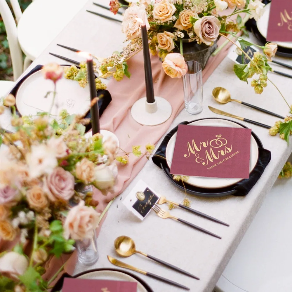 100pcs Bronzing Printed Mr Mrs Wedding Napkins 3-Ply Soft Cocktail Napkins Paper Disposable Napkins for Wedding Anniversary
100pcs Bronzing Printed Mr Mrs Wedding Napkins 3-Ply Soft Cocktail Napkins Paper Disposable Napkins for Wedding Anniversary