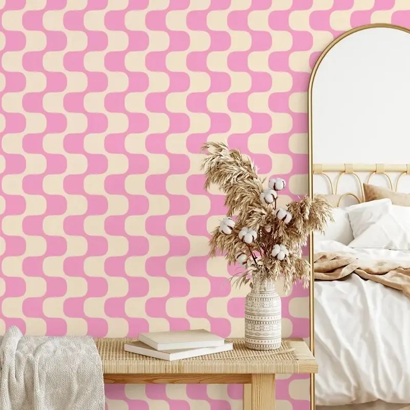 Lively Pink Geometric Flow Wallpaper Peel and Stick, Pink Stripe Wall Mural For Home Decoration,Self-adhesive Or Tradition Paper
Lively Pink Geometric Flow Wallpaper Peel and Stick, Pink Stripe Wall Mural For Home Decoration,Self-adhesive Or Tradition Paper