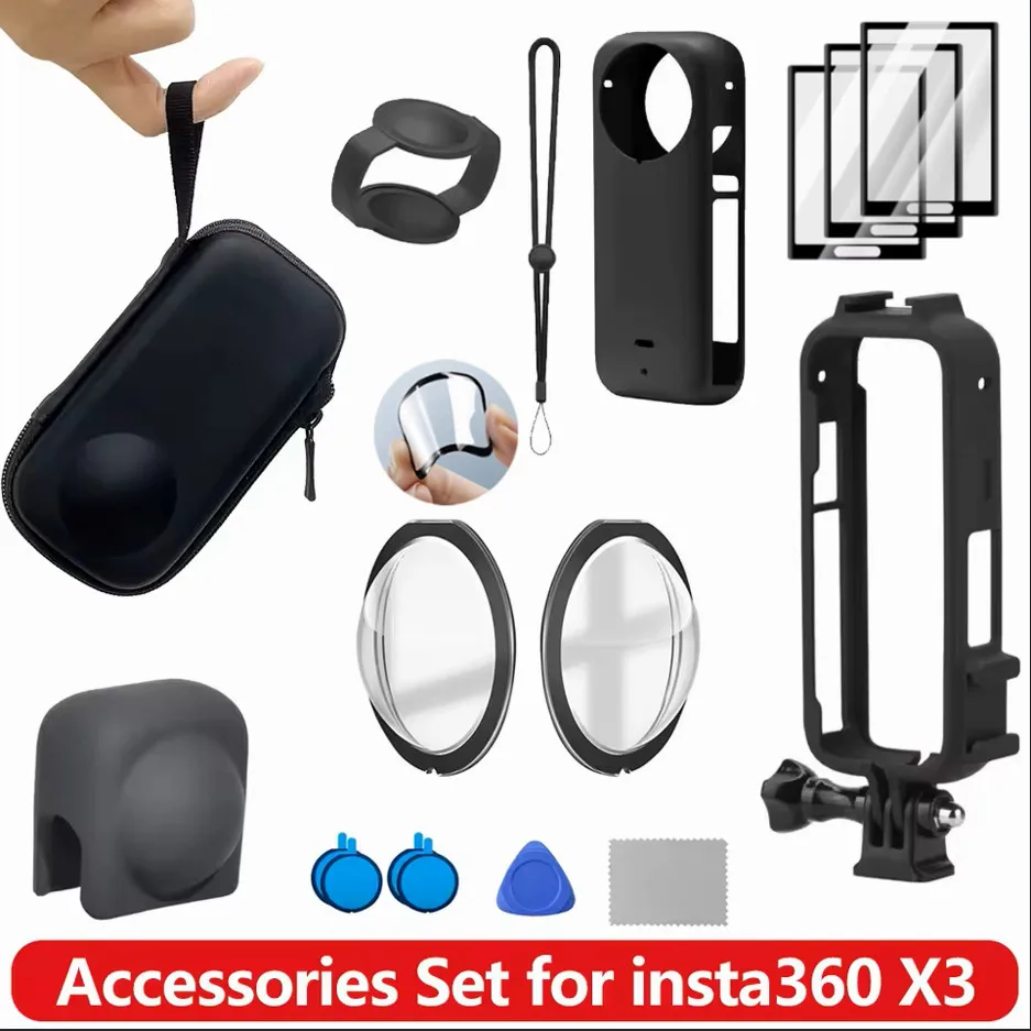X3 Accessories Set for Insta360 X3 Lens Guards 3D Curved Screen Film Protector Carrying Case Silicone Case Lens Protector Cap
X3 Accessories Set for Insta360 X3 Lens Guards 3D Curved Screen Film Protector Carrying Case Silicone Case Lens Protector Cap