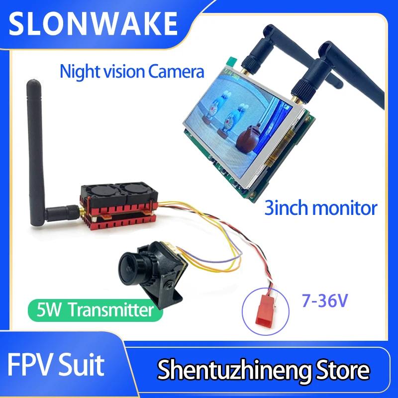 SLONWAKE FPV 5W transmitter VTX 5.8g analog camera 1500TVL 3-inch mini display suit for drone remote control vehicle
SLONWAKE FPV 5W transmitter VTX 5.8g analog camera 1500TVL 3-inch mini display suit for drone remote control vehicle