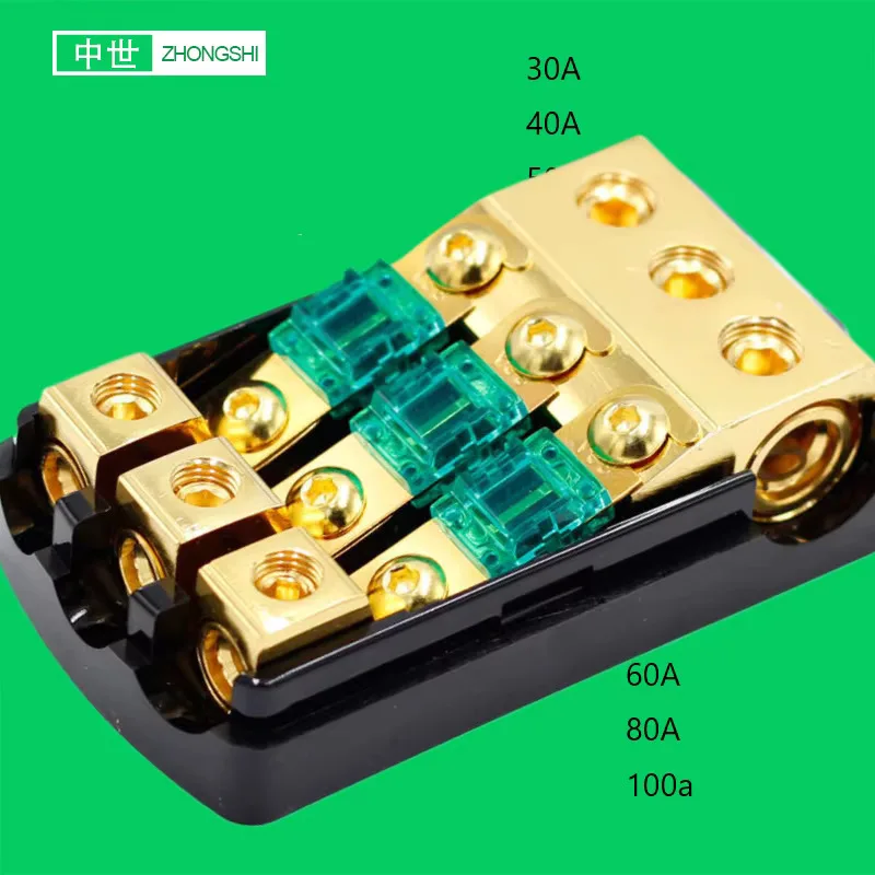 AFS-029 Audio 0 To 4 8 Gauge 60 Amp 80A 100A 30A Mini 3 Gang Way Fuse Holder Distribution Block
AFS-029 Audio 0 To 4 8 Gauge 60 Amp 80A 100A 30A Mini 3 Gang Way Fuse Holder Distribution Block