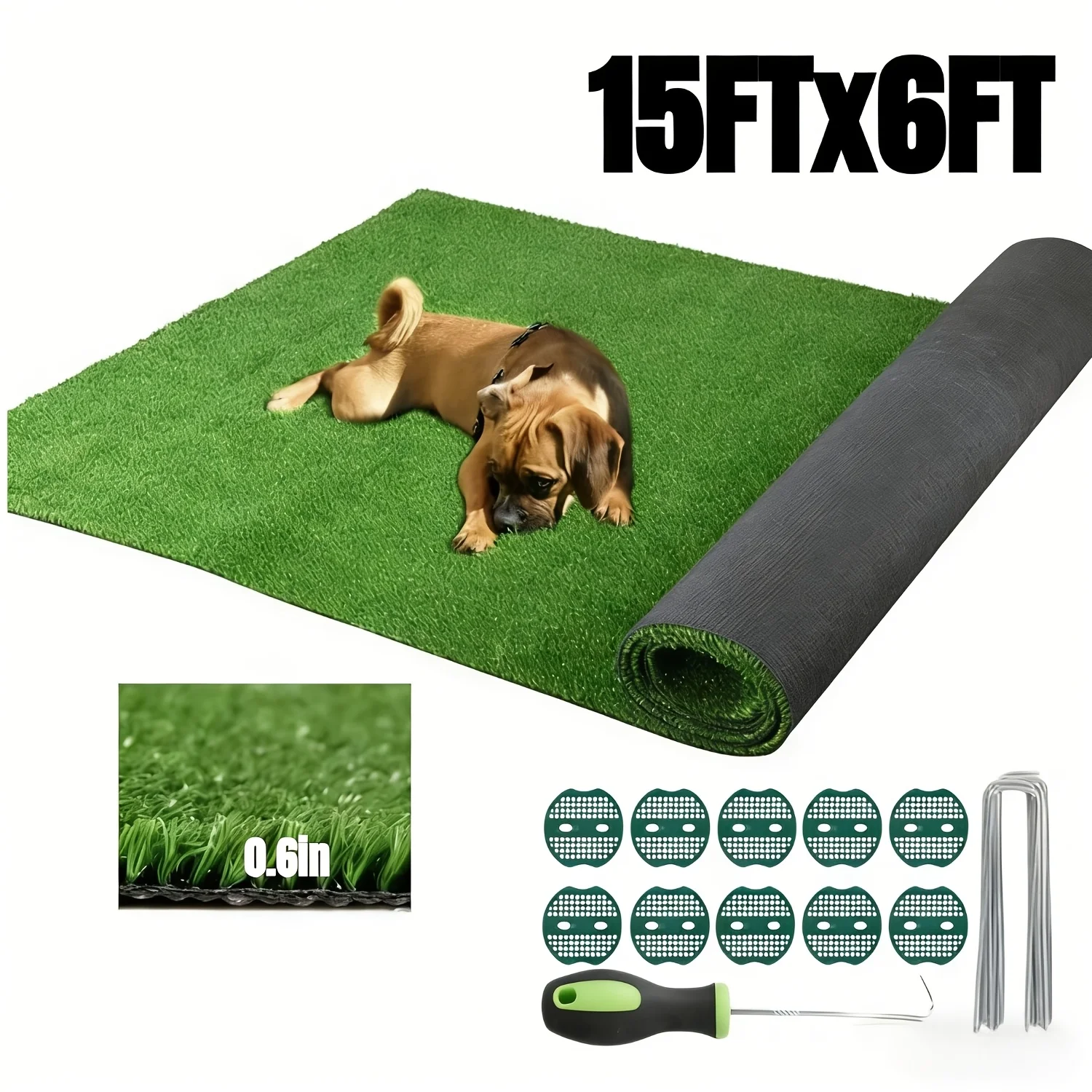 15x6ft (90 Sq Ft) Realistic Artificial Grass - 0.6 Inch Pile Height Deluxe Synthetic Turf | Pet-Friendly Indoor/Outdoor Lawn for Landscape
15x6ft (90 Sq Ft) Realistic Artificial Grass - 0.6 Inch Pile Height Deluxe Synthetic Turf | Pet-Friendly Indoor/Outdoor Lawn for Landscape