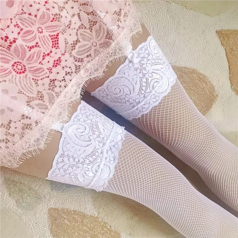 Retro White Lace Stockings Elastic Breathable Mesh Over Knee Socks Women Night Club Party Anti-slip Stockings With Silicone Band
Retro White Lace Stockings Elastic Breathable Mesh Over Knee Socks Women Night Club Party Anti-slip Stockings With Silicone Band