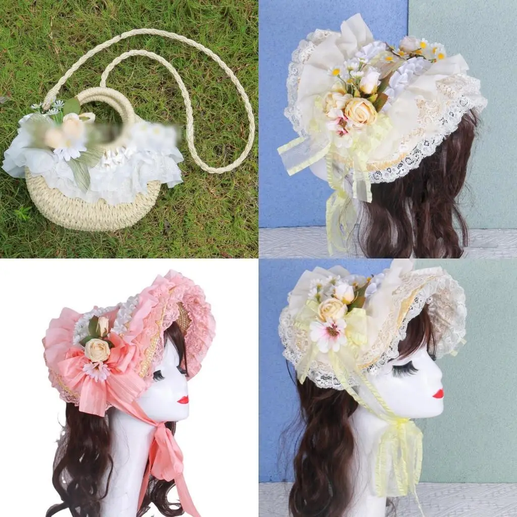 M6CD Women Victorian Fascinator Hat Lace Trim Flower Straw Hat for Teaparty Costume
M6CD Women Victorian Fascinator Hat Lace Trim Flower Straw Hat for Teaparty Costume